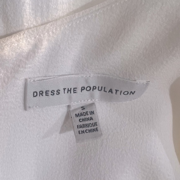 DRESS THE POPULATION Iris Slit Plunge White Gown Dress size small - Picture 9 of 12